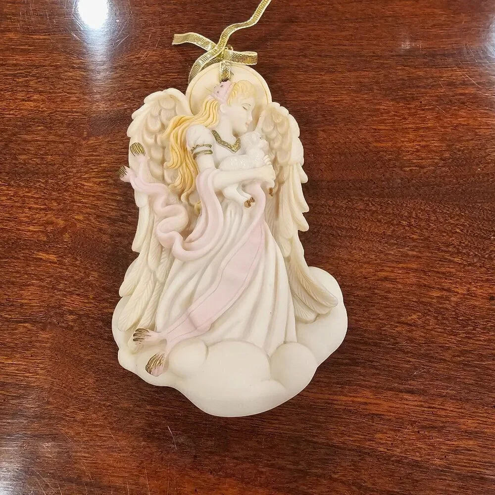 Vintage 1996 A. Luchesi Angel & Lamb Christmas Ornament Handcrafted Resin 5